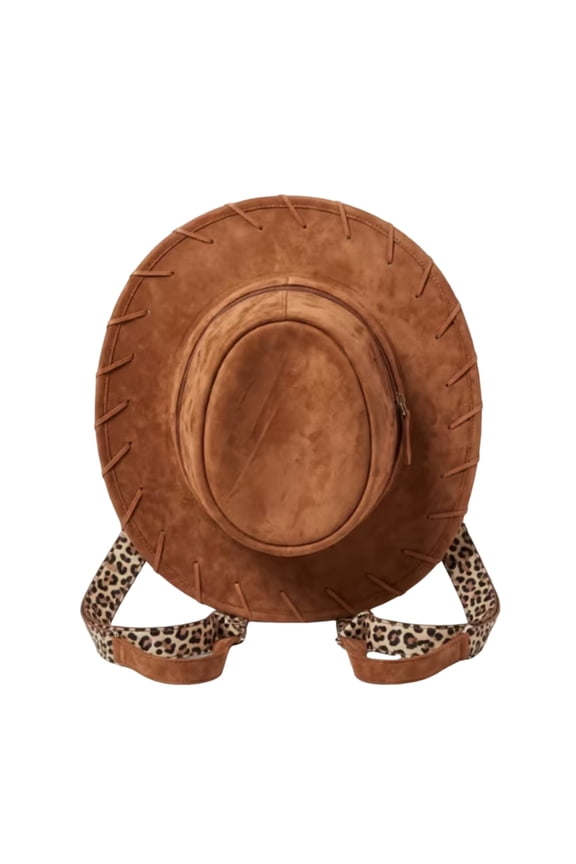 Cowgirl Hat Backpack - Novelty Western Cowboy Hat Purse with Adjustable Straps, Fun Costume Accessory Bag for Halloween, Birthday Parties & Themed Events (Brown)