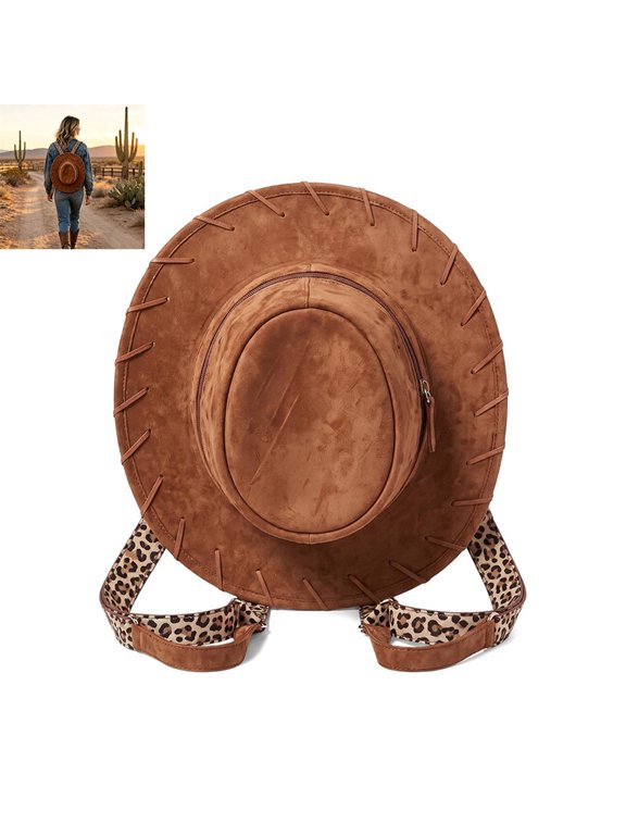 Cowboy Hat Backpack, Hat Shaped Western Style Bag for Country Concert, Rodeo, Travel Casual Daypack, Novelty Fashion Statement Backpack for Women Man