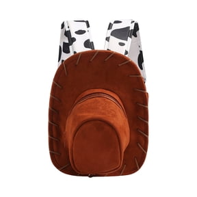 Cowboy Hat Backpack, Novelty Hat Backpack, Cosplay Toy Costume Backpacks with Adjustable Length Shoulder Strap, Bag for Birthday Party Gift, Fun Double Shoulder Bag for Daily Use, Brown