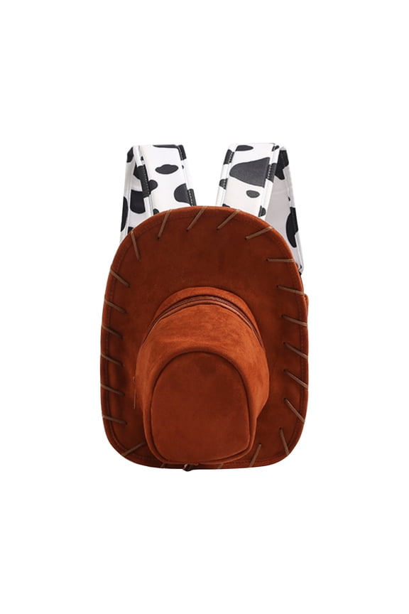 Cowboy Hat Backpack, Novelty Hat Backpack, Cosplay Toy Costume Backpacks with Adjustable Length Shoulder Strap, Bag for Birthday Party Gift, Fun Double Shoulder Bag for Daily Use, Brown