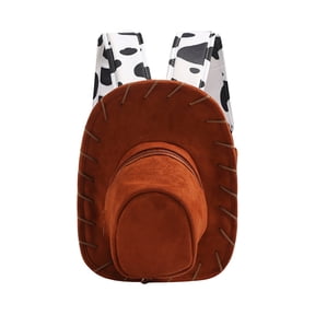 Cowboy Hat Backpack, Novelty Hat Backpack, Cosplay Toy Costume Backpacks with Adjustable Length Shoulder Strap, Bag for Birthday Party Gift, Fun Double Shoulder Bag for Daily Use, Brown