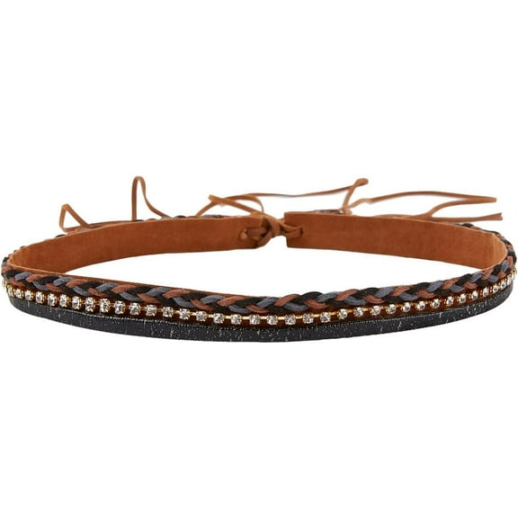 Cowboy Hat Band Belts Replacement Handmade Ethnic Western with Rhinestone Adjustable Size Velvet Belt for Men Women Straw Felt Rancher Fedora Panama Hats for DIY