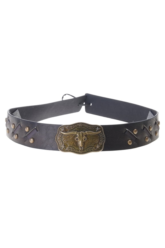 Cowboy Hat Band forAdu1twith Bull Heads Buckle Vintage Ethnic Panamas Cap Band for Women Men Fedora Hat Accessories