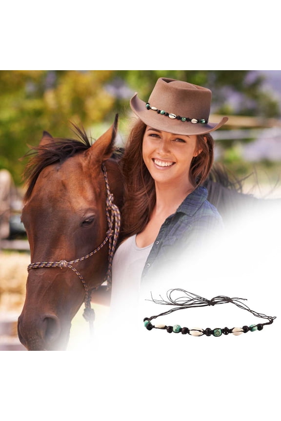 Cowboy Hat Bands - Ethnic Western Leather Hat Bands for Cowboy Hats Turquoise Beaded Hatbands Ideal for Men and Women Fashion Accessories