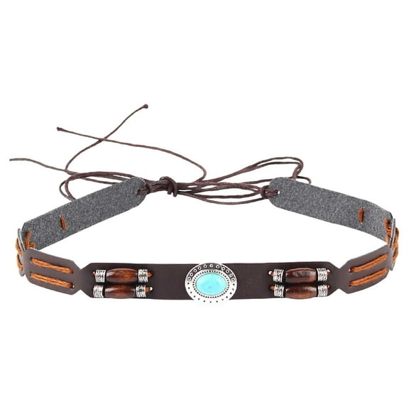 Cowboy Hat Bands Western Leather Turquoise Beaded Accessories for Men Women Bohemian Style Handmade Adjustable Belt