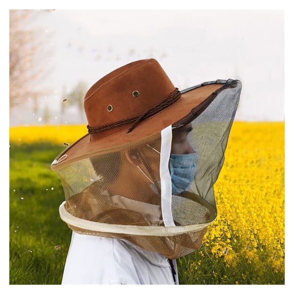 Cowboy Hat Beekeeping Veil Full Face Neck Cover Protective Gardening Hiking Bee Suit Outdoor Head ,Comfortable and Sturdy