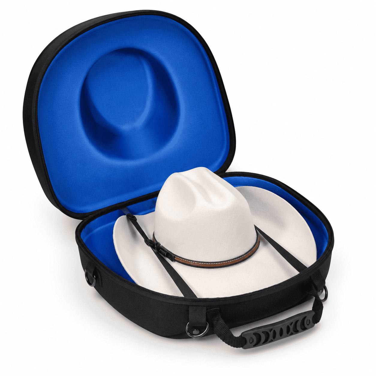 Cowboy Hat Box for Travel, Crush Proof Hat Storage Case, 04-Black Blue ...