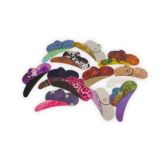 Cowboy Hat Car Freshie Cardstock Cutouts 1.4 x 3.4 inch 12pk MIXED Designs Country Western for Scented Bead Bake Oven Safe Fits Pocket Rounds for Men Hat Silicone Mold Cardstock Only