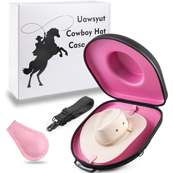 Cowboy Hat Case for Travel, Crushproof Box for Panama & Tweed, Hat Carrier with Adjustable Strap, Fedora Hat Storage For Travel Outdoors and Home(Upgrade Large) (Pink)$$Home Decor, Kitchen, & Other