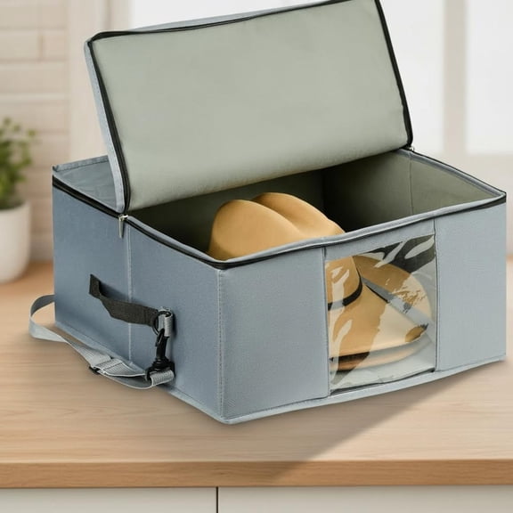 Cowboy Hat Case with 6-Side Plastic Panels, Stackable Western Hat Storage Box for Home & Travel, Rigid Hat Carrier, Dustproof & Foldable, Grey