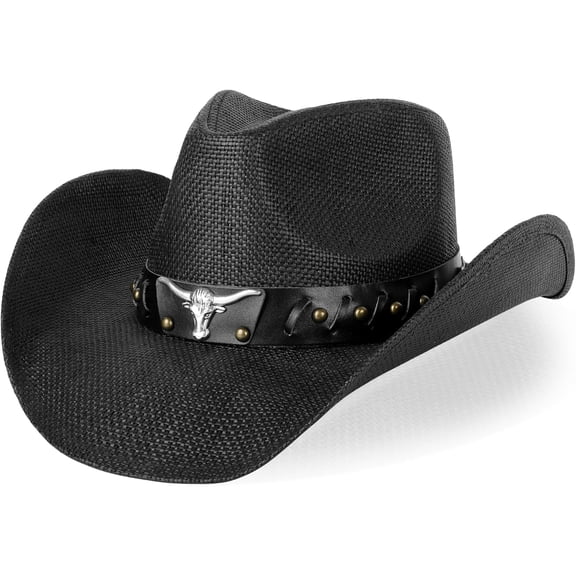 Cowboy Hat,Cowgirl Hat,Western Cowboy Hats for Women/Mens/Straw Wide with Shapeable Brim Cowboy Hat for Womens