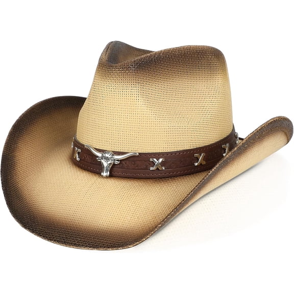 Cowboy Hat,Cowgirl Hat,Western Cowboy Hats for Women/Mens/Straw Wide with Shapeable Brim Cowboy Hat for Womens