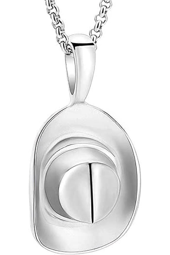 Cowboy Hat Cremation Urn Pendant Necklace for Ashes Stainless Steel Memorial Ash Urn Jewelry for Women Men