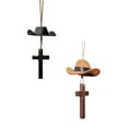 thumbnail image 1 of Cowboy Hat & Cross Car Charm | A Ride with Style & Faith(Black+Brown), 1 of 7