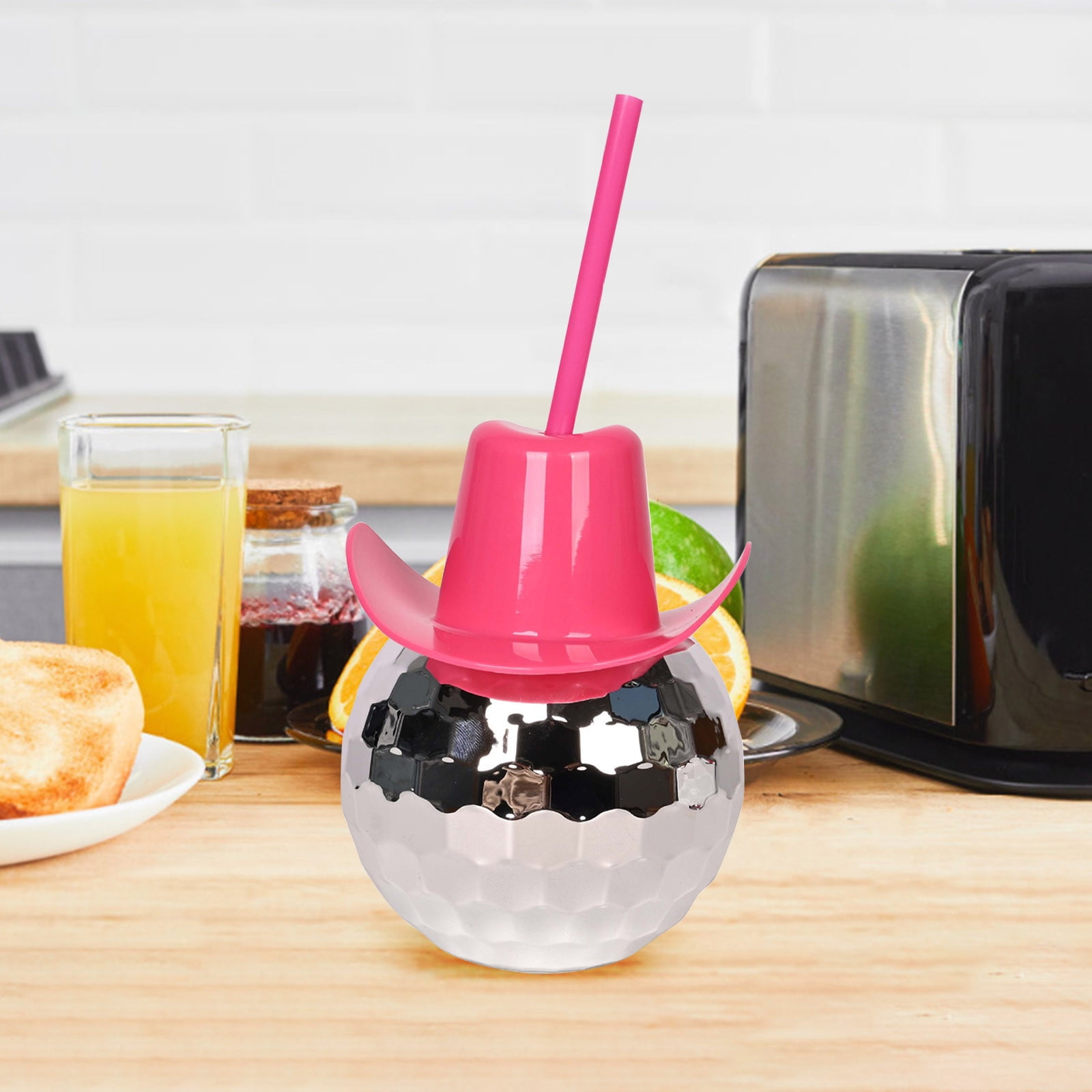 Cowboy Hat Cups with Lids & Straw 4" Cups (15 oz) with 7.5" Straws