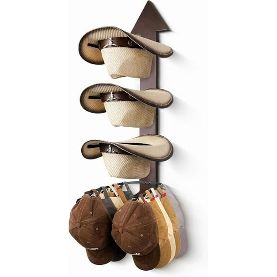 Cowboy Hat Holder Rustic Wood Arrow Design Hat Organizer 4 Pieces Cowboy Hat Rack Western Decor Hat Storage Hanger for Display and Organization Walnut