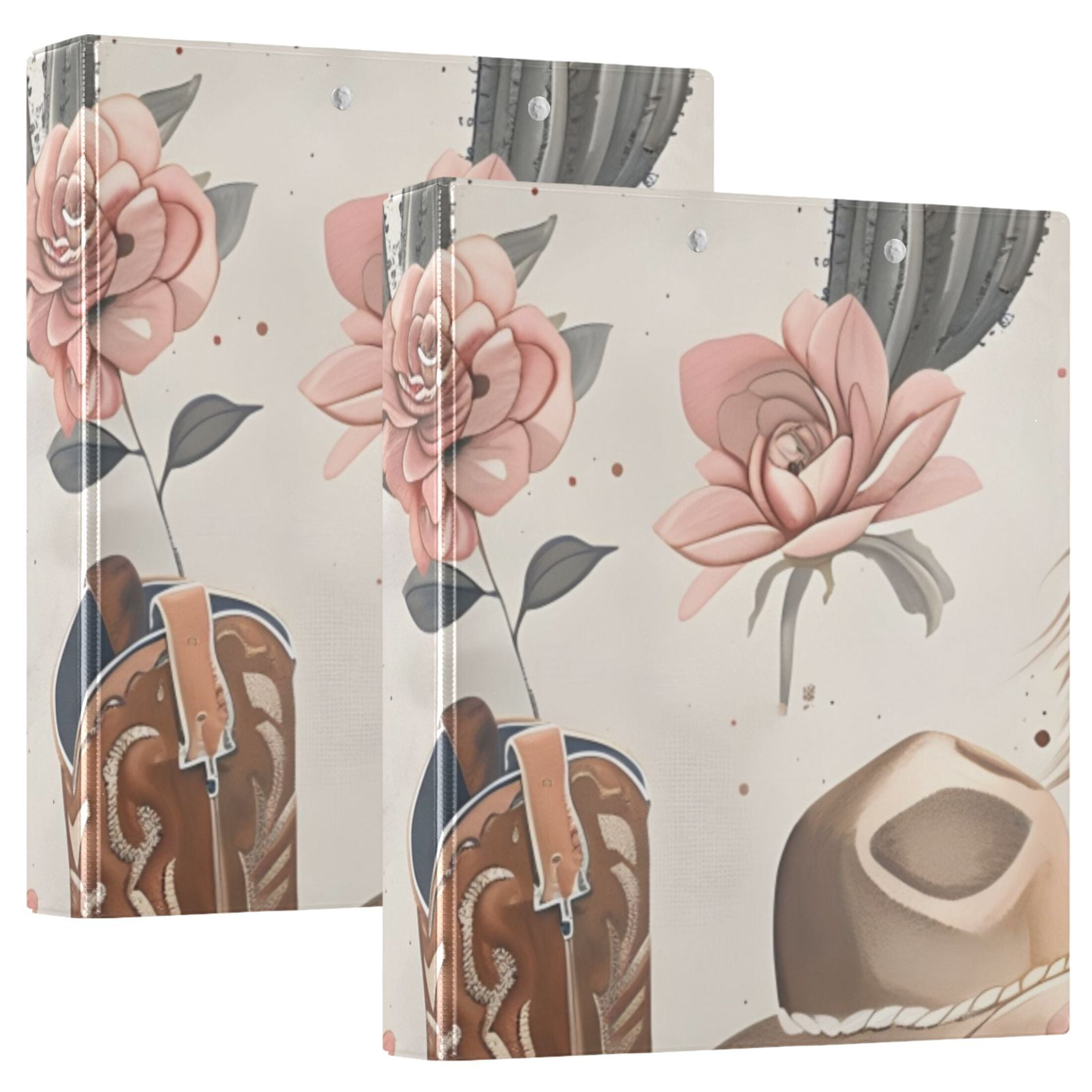 Cowboy Hat Horse 3 Ring Binders 1.5 inch Hardcover File Folders with Interior Pockets A4 Size Organizer for School Office Hospital