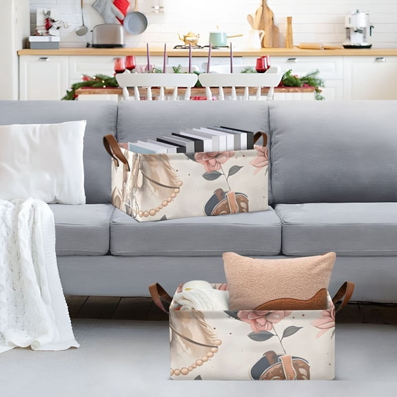 Cowboy Hat Horse Storage Bins with Handles Foldable Storage Baskets for Shelves Organizer Cloth Baskets