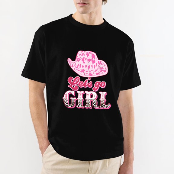 Cowboy Hat Let's Go Girls Western Cowgirls T-Shirt,OdeJous Funny Clothing Black L