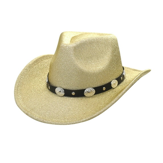 Cowboy Hat Men, Audhol Women's Big Brim Cowboy Hat Western Bowler Hat Cowgirl Hats Gold M