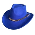 thumbnail image 1 of Cowboy Hat Men Blue Wide Brim Sun Beach Hat Wide Brim Classic Cowgirl Hats Men's Women's Fashion Hats, One Size, 1 of 2