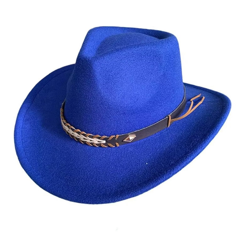 Cowboy Hat Men Blue Wide Brim Sun Beach Hat Wide Brim  display picture 2