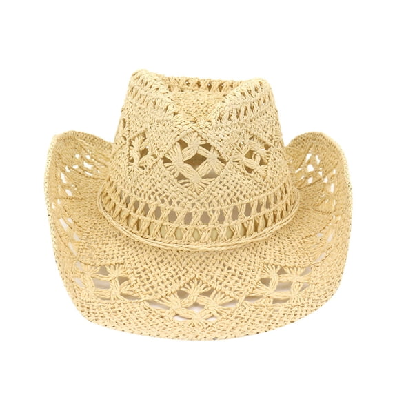 Cowboy Hat Men Cowgirl Western Decor Roll Up Straw Hat Classic Vintage Women's Hats & Caps Yellow