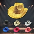 thumbnail image 1 of Cowboy Hat Mens - Gold Solid Color Fashion Stage Hat For Men And Women Party Festival Western Cowboy Hat,Silver,M, 1 of 4