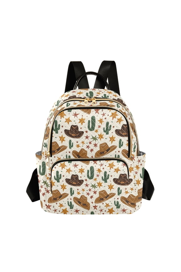 Cowboy Hat Pattern Fashion Backpack Quilted Lightweight Women Travel Daypack 14L