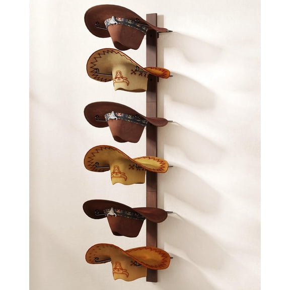 Cowboy Hat Rack for Wall – 3-Piece Wooden & Metal Western Hat Holder, Rustic Rider Sign Decor, Holds up to 6 Hats, Wall Mounted Cowboy Hat Organizer & Storage Display Rack for Cowboy Room Decor