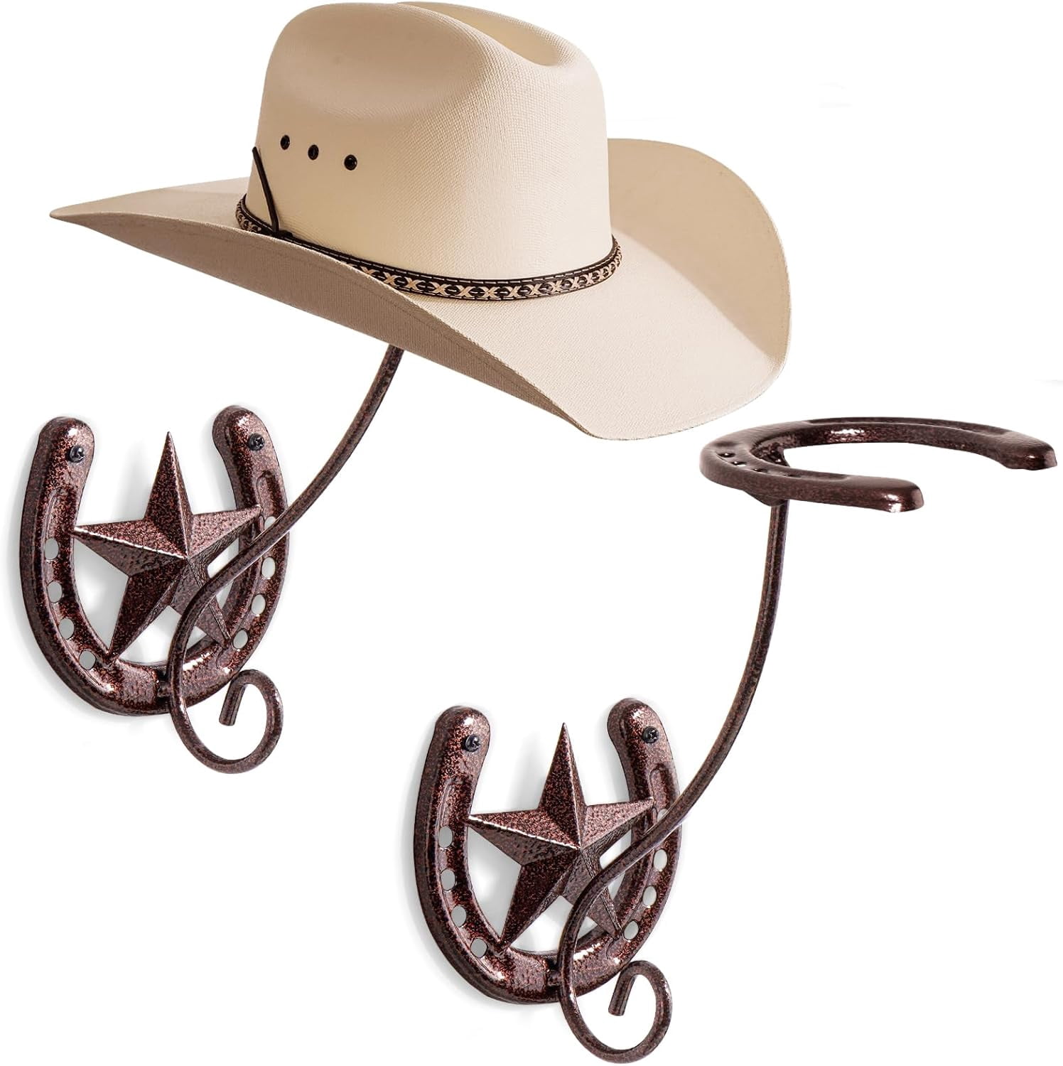Cowboy Hat Storage Rack Cowboy Hat Rack for Wall Rustic Metal Cowboy Hat Holder 2 Pack Hat ...