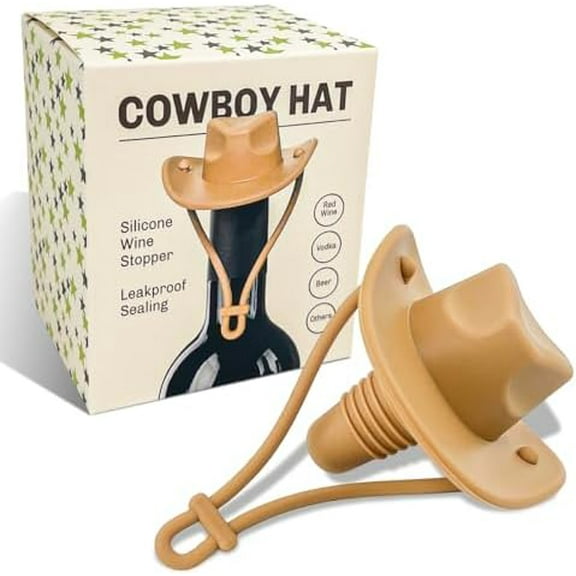 Cowboy Hat Silicone Wine Stoppers,Christmas Stocking Stuffers Kitchen Gadgets Gifts for men,Funny White Elephant Santa Gag Gifts for Adults$$Home Decor, Kitchen, & Other
