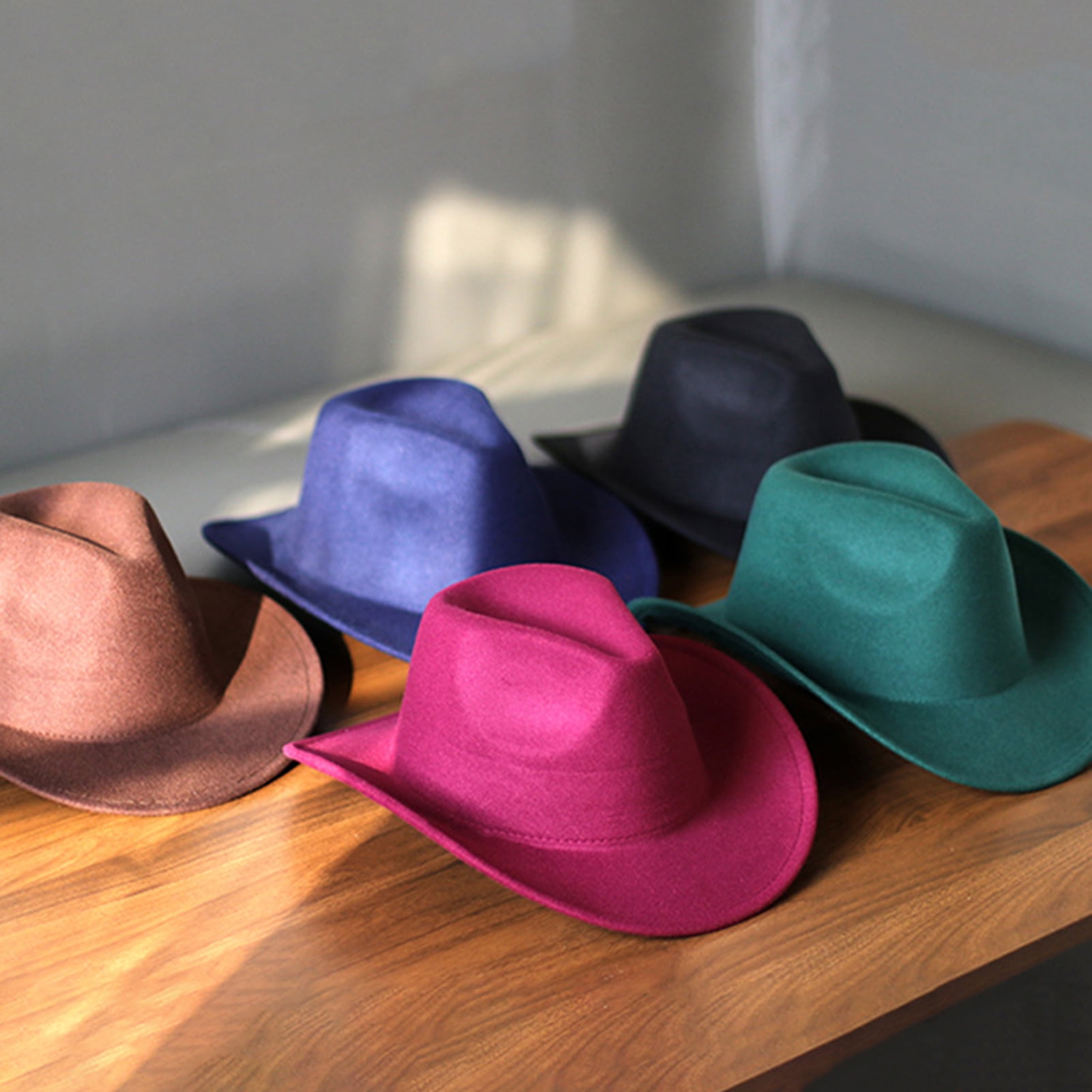 Western Cowboy Hat Unisex Felt Wide Brim Rolled Up Caps Outdoor Party Costume Btilasif Cowboy Hat for Women and Men Wide Brim Felt Western  main image 4