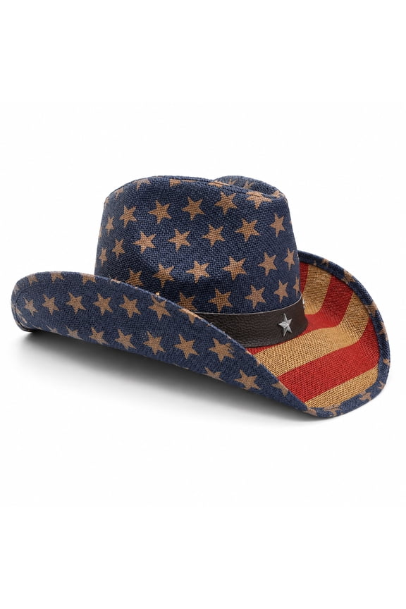 Fourth of July Hat Patriotic Hat Straw Cowboy Hat for Women Men Western USA Flag Cowboy Cowgirl Hat Patriotic Accessories Design 3
