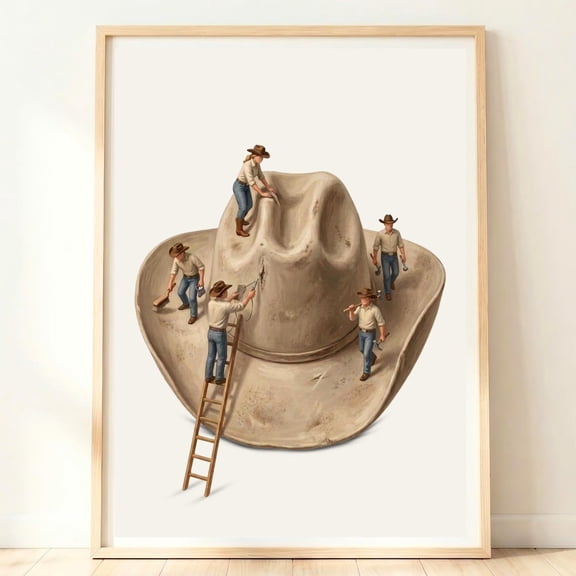 Cowboy Hat Wall Art Western Decor Print Ranch Style Artwork Rustic Cowboy Country Room Decor