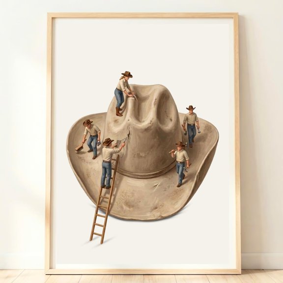 Cowboy Hat Wall Art, Western Decor Print, Ranch Style Artwork, Rustic Cowboy Poster, Country Room Decor Unframed Paper Print