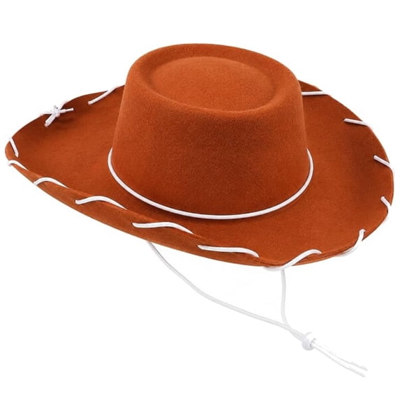 Cowboy Hat, Western Sheriff Costume Hats Wild West Wide Brim Cowgirl Headwear for Men Women Cosplay Party, Brown