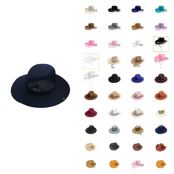 Cowboy Hat Wide Brim Outdoor Wear Classic Western Style Breathable Construction Unisex Adventure, Black-f
