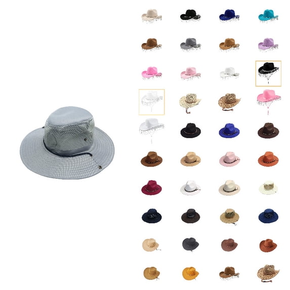 Cowboy Hat Wide Brim Outdoor Wear Classic Western Style Breathable Construction Unisex Adventure, Grey-f
