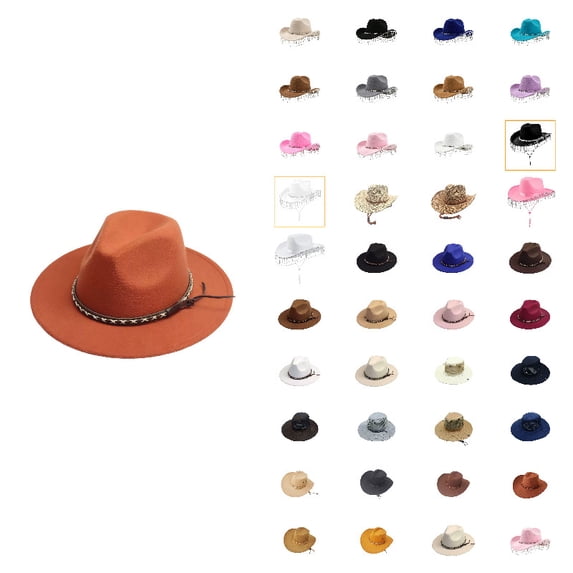 Cowboy Hat Wide Brim Outdoor Wear Classic Western Style Breathable Construction Unisex Adventure, RD2-e