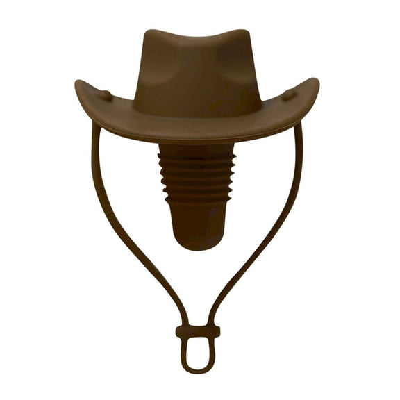 Cowboy Hat Wine Bottle Stopper,Funny Cute Silicone Wine Plug Decorative Topper Champagne Glass Bottle Keeper Cork Cover Cap Accessories Gifts Kitchen Gadgets to Seal Keep Fresh(Brown,2.6x2.44x3.54")