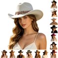 thumbnail image 1 of Cowboy Hat Women Party Wide Brim Western Fedora Jazz Solid Color Lightweight Fabric Autumn Winter Theme Headwear, 1 of 5