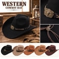 thumbnail image 1 of Cowboy Hat for Men Western Hat for Women Cowboy Felt Hat Adjustable Outdoor Hat with Buckle Belt,One Size, 1 of 7