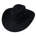 thumbnail image 1 of Cowboy Hat for Men Women Roll Up Wide Brim Fedora Cowgirl Hat Faux Felt Hat with Strap, 1 of 7