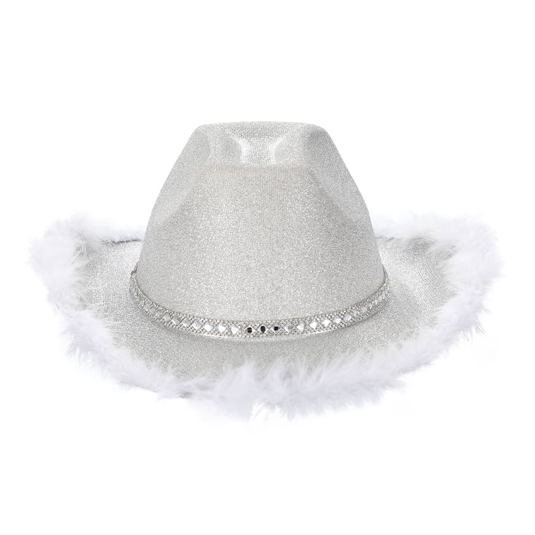Cowboy Hat for Women Feather Diamond Strip Wide Brim Hats Felt Western Cowgirl  Hats for Cosplay Fancy Dress Dress-up Party - Walmart.com