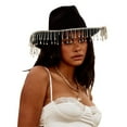 thumbnail image 1 of Cowboy Hat for Women Feather Rhinestone Tseled Wide Brim Hats Felt Western Cowgirl Hats for Cosplay Dress-up Party, 1 of 6