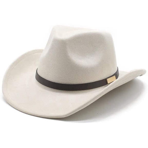 Cowboy Hat for Women Men Felt Wide Brim Cowgirl Hat Western Suede Hats for Cowboys and Cowgirls with Belt Buckle