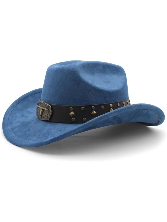 Cowboy Hat for Women Men with Shapeable Wide Brim Western Suede Hat for Cowboys and Cowgirls