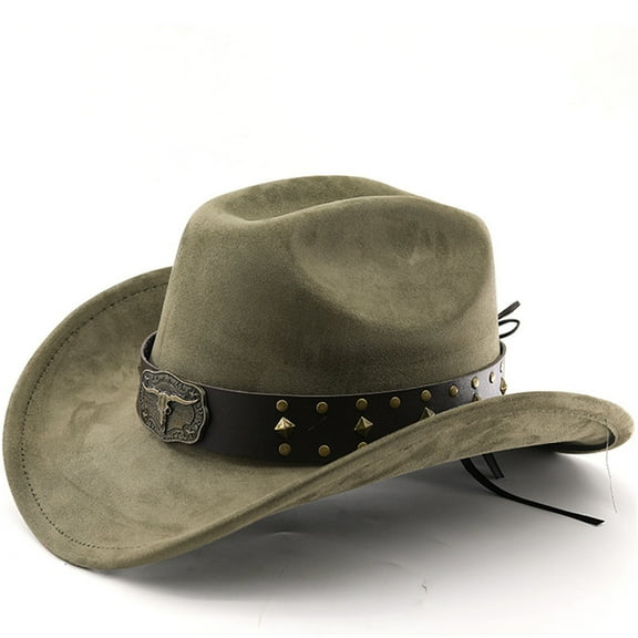 Cowboy Hat for Women Men with Shapeable Wide Brim Western Suede Hat for Cowboys and Cowgirls