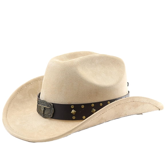Cowboy Hat for Women Men with Shapeable Wide Brim Western Suede Hat for Cowboys and Cowgirls